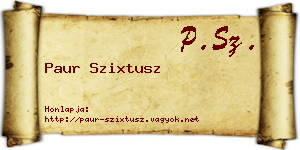 Paur Szixtusz névjegykártya